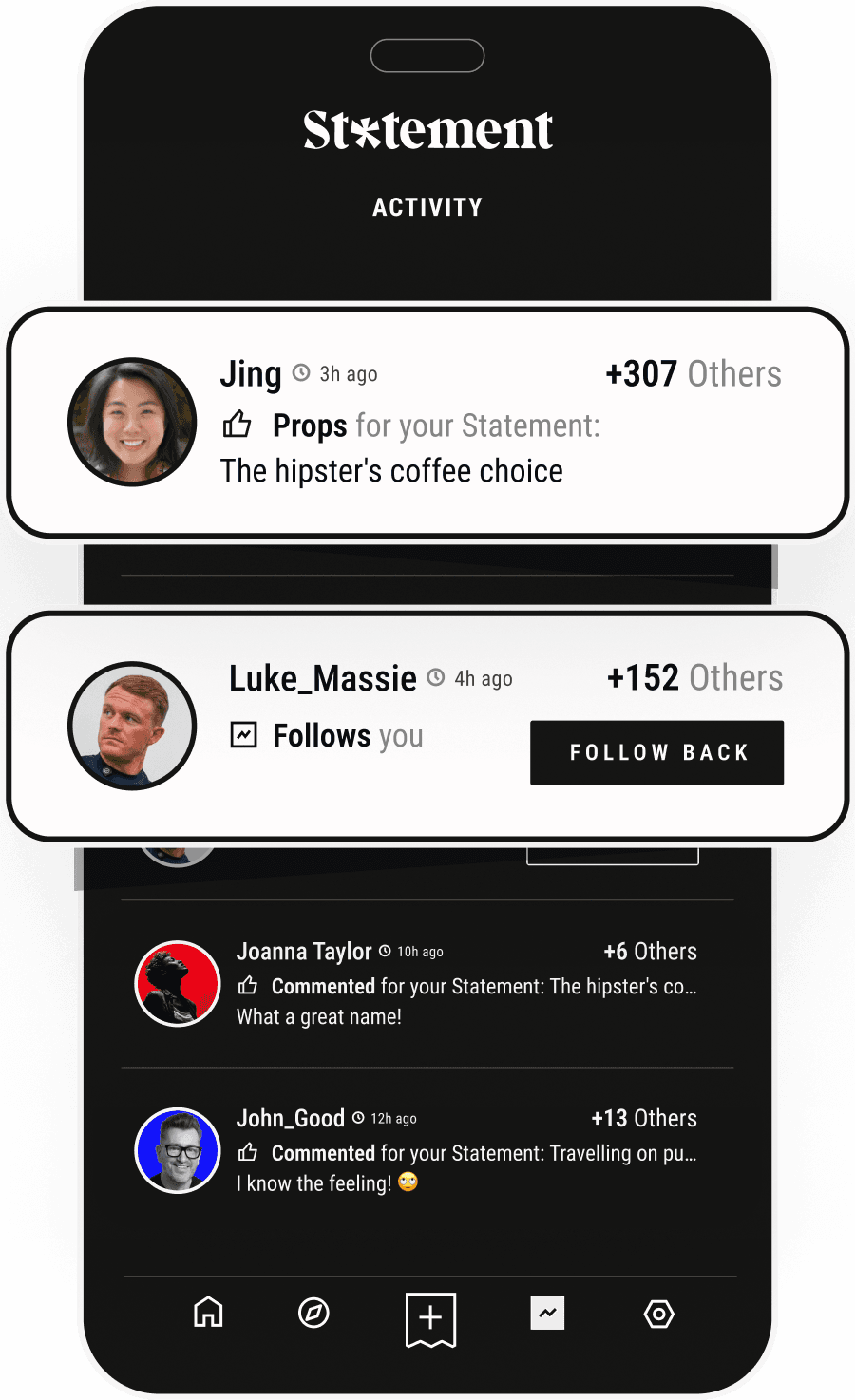Another screenshot of the Statement social media platform