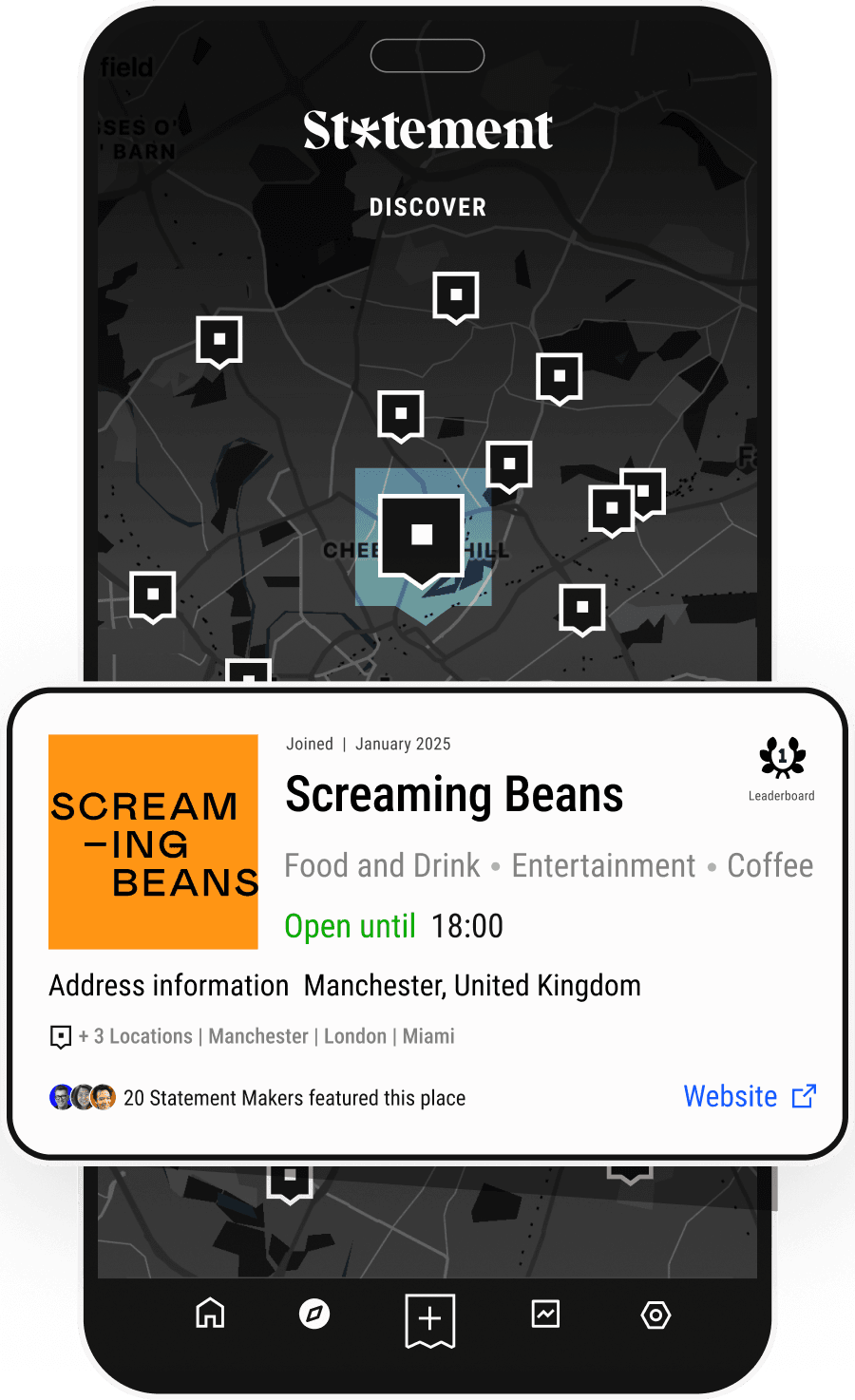 A third screenshot of the Statement social media platform