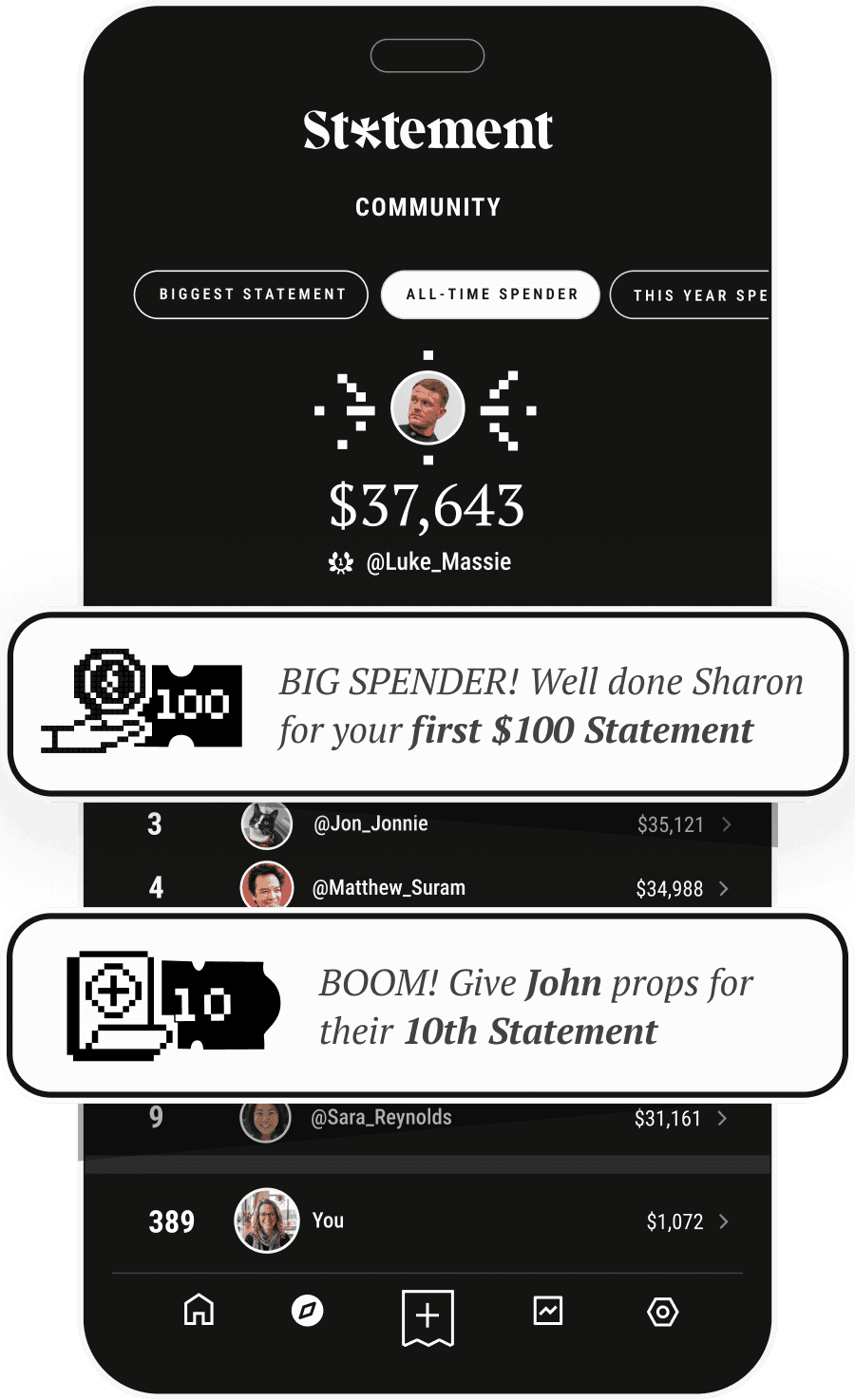 A fourth screenshot of the Statement social media platform